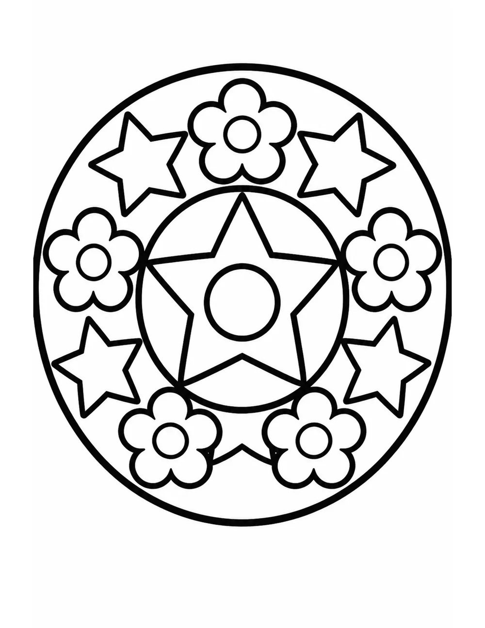 Coloring page of a simple round mandala